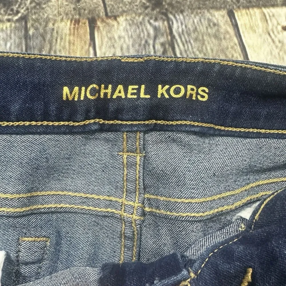 MICHAEL KORS Womens Jeans 8P Blue Izzy Skinny Dark Blue Stretch Denim‎ Mid Rise